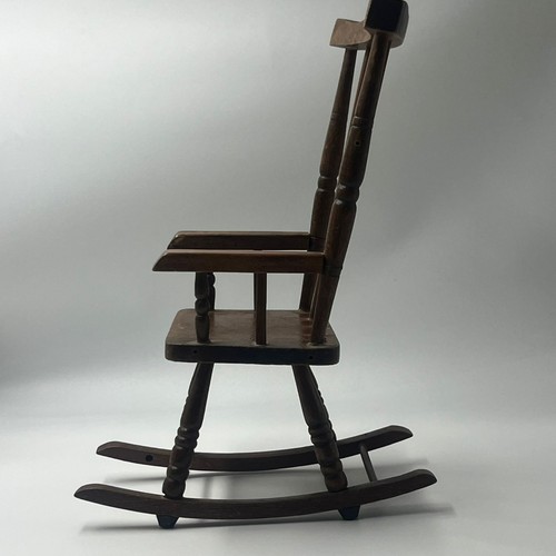 Vintage Antique Turned Wood Bentwood Childs Rocking Rocker Chair 11.5 Inch Tall - Picture 7 of 11