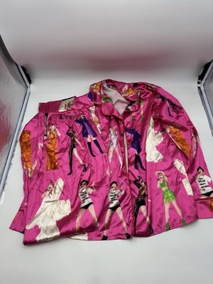 Taylor Swift Eras Tour Silky Satin Pajamas Set - PINK - Women s Size S Run Big