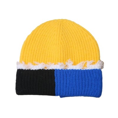 Trendy Color Block Knitted Hat Stretch Knit Beanie Earprotect Gift for Boyfriend