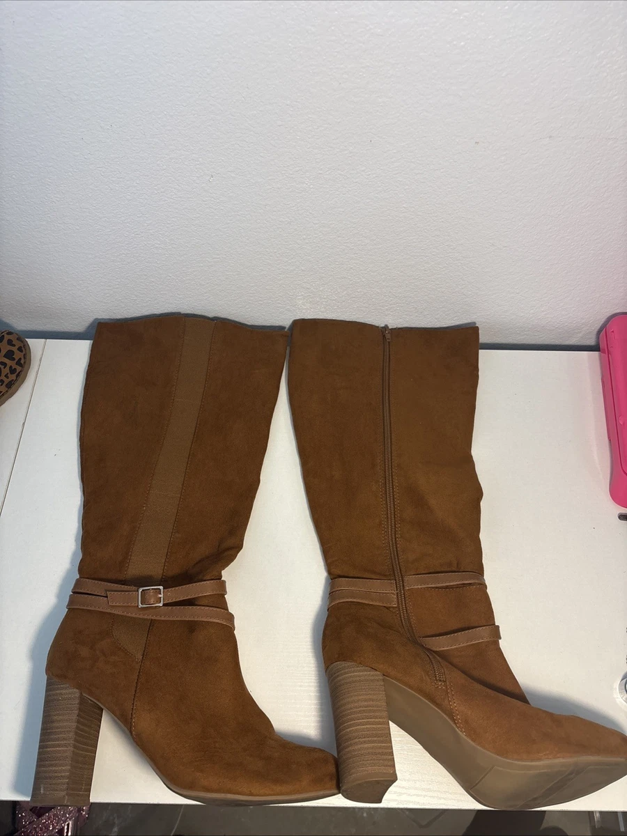 Bottes Mi-Mollet En Daim Marron à Pompons L C LAUREN CONRAD - Pointure 9 US Medium - Occasion