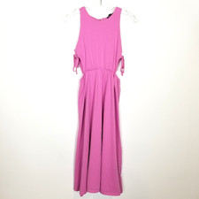 Zara Side Cut Out Knit Cotton Sleeveless Midi Dress Sz S Pink Boho Summer Cotton