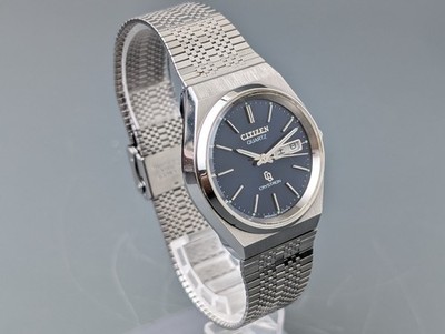 CITIZEN CRYSTRON 4-850769TA Blue Dial Quartz Day Date Men's Watch