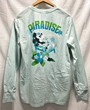 DISNEY Small World Mickey Paradise Summer LongSleeve Blue Green UnisexT Shirt M