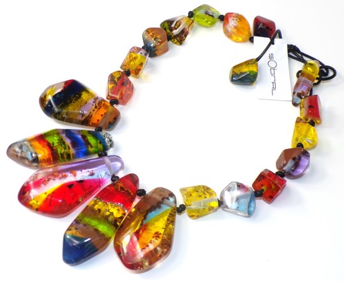 Sobral Sobralita Itarare Multi Inclusion Bead Statement Artist Made Necklace - Picture 5 of 6