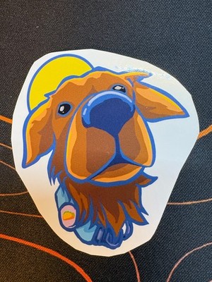 Golden Retriever Sticker, Cute Vinyl Hand-cut, Dog Close-up Taco Collar and Sun