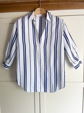 New Jack Wills Lyocell blue and white oversized casual  collared top 8 10 12 