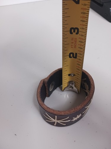 Bracciale da polso unisex in pelle marrone braccialetto a scatto beige stella design fiori - Foto 5 di 6