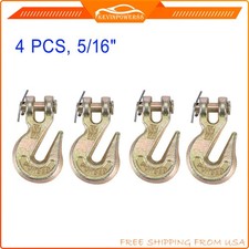 4pcs G70 516 Clevis Grab Hook Transport Tow Chain Flatbed Truck Trailer Cargo