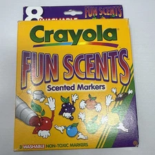 VINTAGE 1997 Crayola 'Fun Scents'  Scented Markers (8 Markers) [USED]