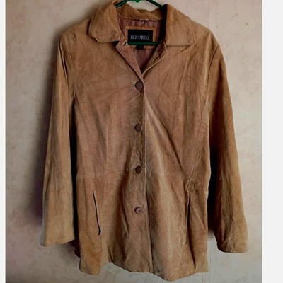 Vintage Bernardo Genuine Leather Suede Jacket Camel Tan Minimalist Utility Coat