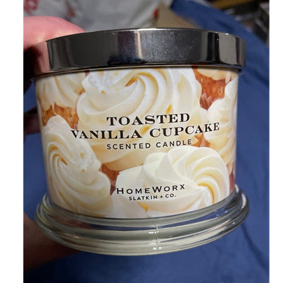 HomeWorx Toasted Vanilla Cupcake Scented White Glass Jar Candle w/ Lid, 1
