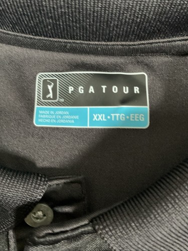 PGA Tour Men's Black & Gray Short Sleeve Polo Golf Shirt Size XXL I36 - Picture 2 of 7