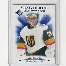 Logan Thompson Rookie 2021-22 SP Hockey Blue Rookie Authentics Vegas Card #111. rookie card picture