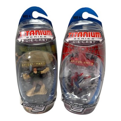 Lot Of 2 Marvel Titanium Series Die Cast Spider-Man 3 Sandman Figurine 2'' Hasbro