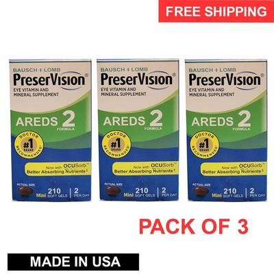 #ad 3 Pack PreserVision AREDS 2 Eye Vitamins Mini Soft Gels 210 Ct Exp 12 2028 $55.00