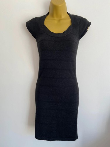 Atmosphere Black Glitter Knit Dress – Size 8 – Scoop Neck, Short Sleeve