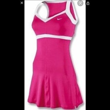Women's NIKE DRI FIT Border Dress Pink White Size M Tennis Pickleball