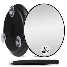 40X Magnifying Mirror, Round 40X High Power Magnification 6inch Large Travel ...