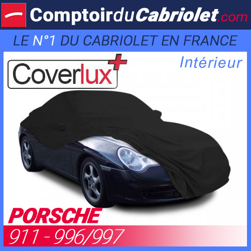 Bâche Porsche 911 luxe Coverlux en jersey noir satiné anti-rayure pour garage