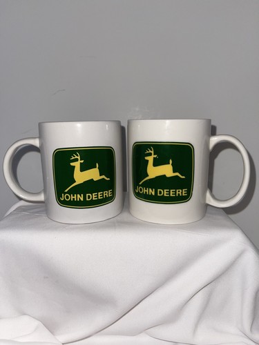 Vintage 2 John Deere Kaffeebecher von Gibson lizenziert Landwirtschaft Promo 14 Unzen