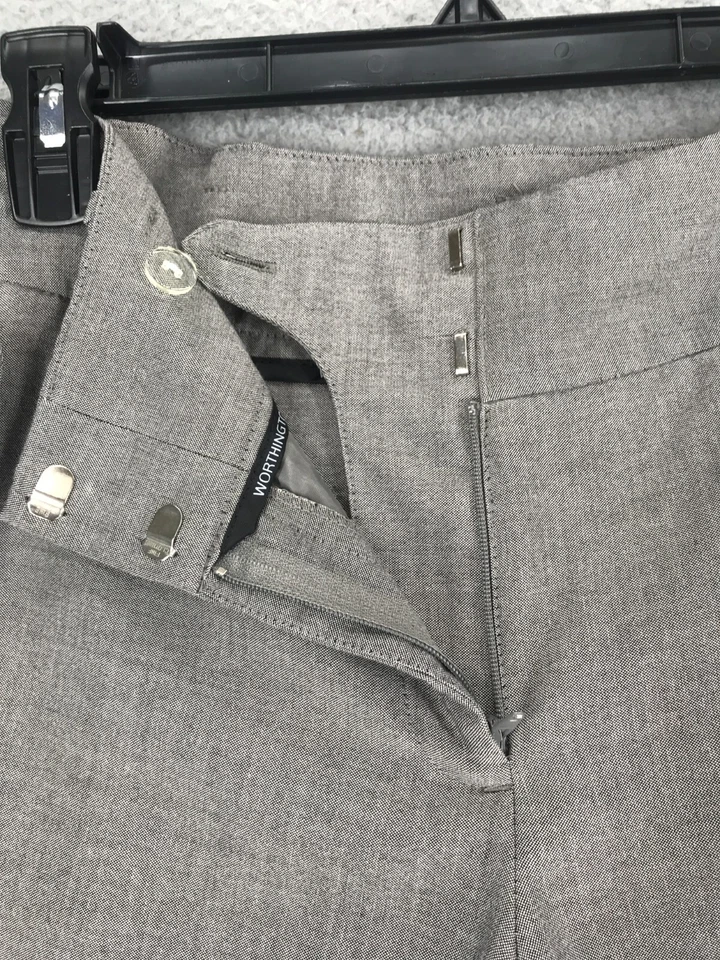 Pantalones de vestir Worthington calce moderno talla 10 tiro medio sueltos pierna recta puños gris Foto 3 de 4