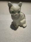 FENTON Vintage MILK GLASS FIGURINE GREEN EYES CAT "Forget Me Not" SIGNED