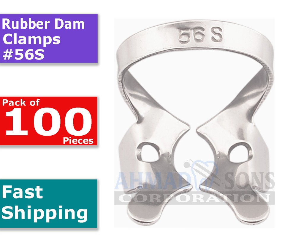 100 PCS Dental Rubber Dam Clamps Endodontics Ivory Retractors Premolar ...