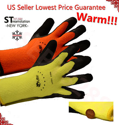 Snow Removal Winter Warm Insulated Lining Rubber Coated Heavy Duty Work  Gloves