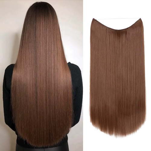 Synthetic Hair Extension Without Clip, Artificial Natural Wig Ombre - Picture 35 of 45