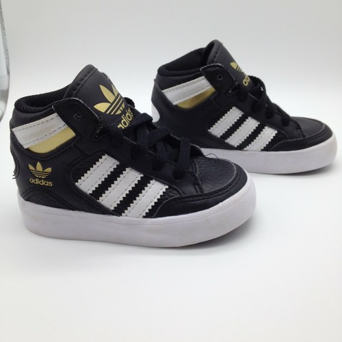 Adidas ORTHOLITE Black Gold Accents Trim Leather Youth 5K Hi Top Sneakers  Shoes | eBay
