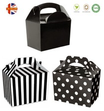 Childrens Black Party Food Boxes ~ Birthday Lunch Snack Meal Bag Plate Gift Box