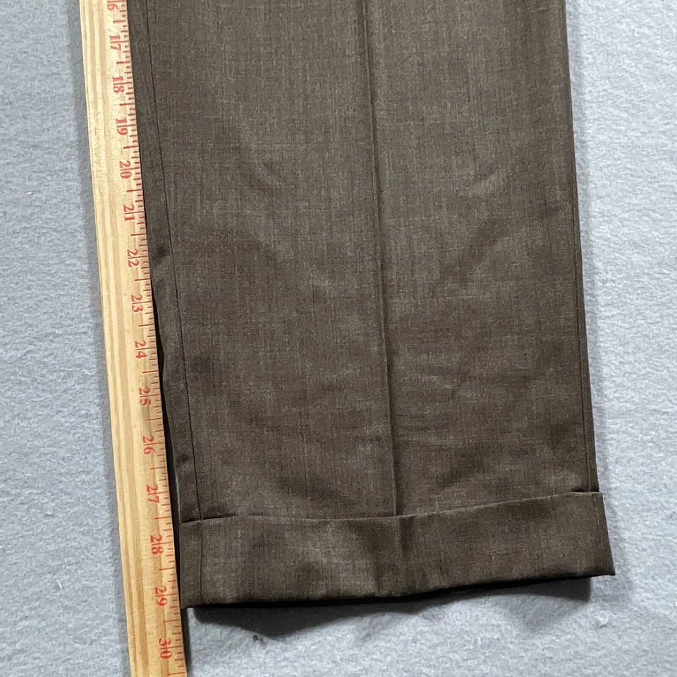 Pantalones de vestir Axist para hombre talla 33x30 plisados con puños marrón oficina trabajo negocios Foto 3 de 4