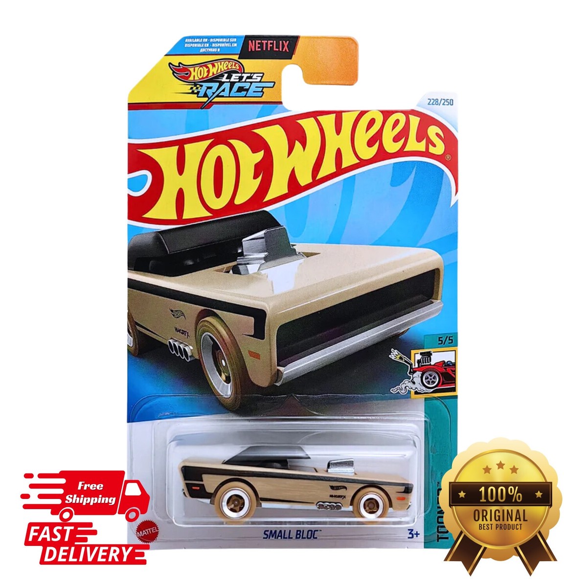 NEW Hot Wheels Tooned 2024 5/5 HW Beige Small Bloc 228/250 Free