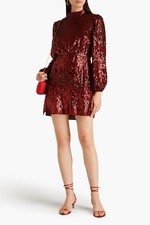 RIXO £295 Samantha Red Sequin Crepe Mini Dress UK 8 US 4 XS BNWT Party Wedding