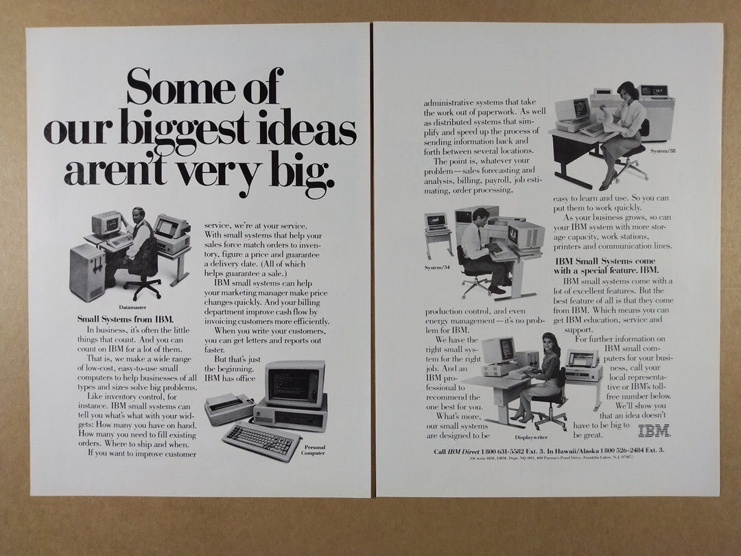 1983 IBM PC Datamaster System/34 System/38 Displaywriter vintage print ...