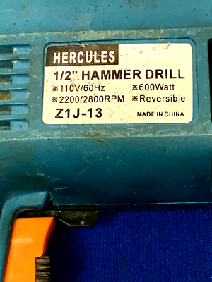 Hercules Z1J-13 1/2” Electric Hammer Drill Corded 600 Watt 110V
