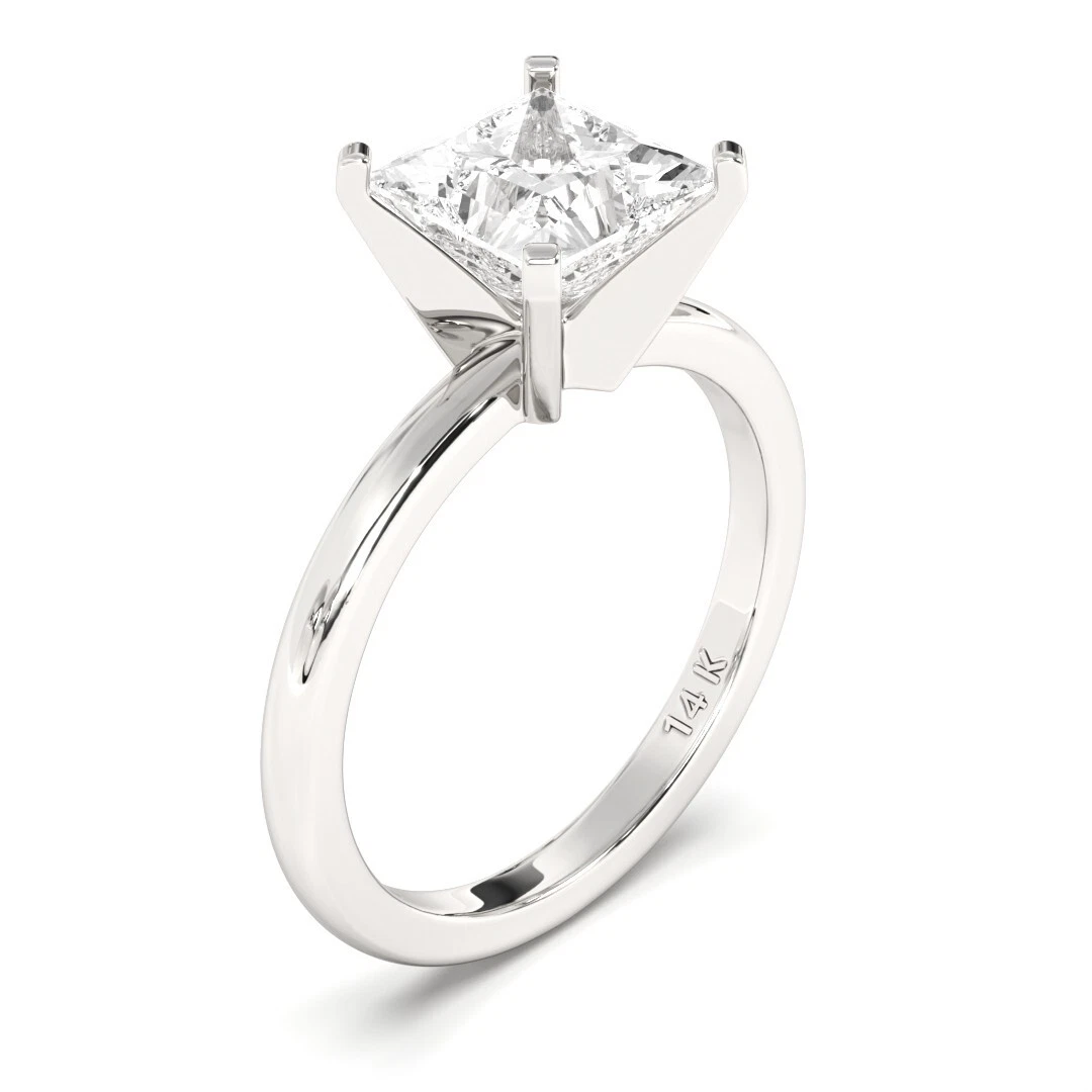 1.50 ct solitaire princess cut igi certified lab grown diamond engagement ring image-2