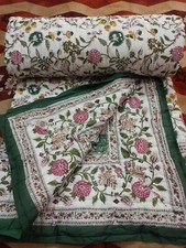 Indian Block Print Jaipuri Razai Throw Bedspread Cotton Quilt Reversible razai