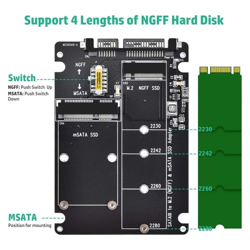 1PCS Adapter Card 2 in 1 Converter Supports both M.2 NGFF and MSATA SSDs - Afbeelding 13 van 16