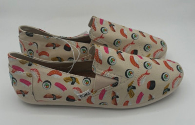 TOMS ALPARGATA SUSHI PRINT CLASSIC SLIP ON SHOES WOMEN SIZE 8 NEW