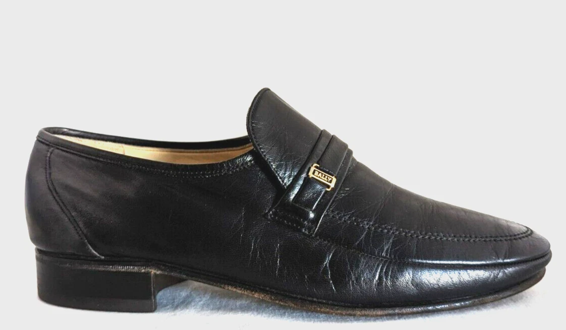 BALLY Switzerland Men s Algarve Black Leather Shoes Loafers US 8 E