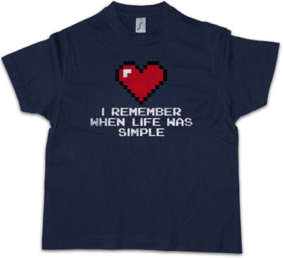 I Remember When Life Was Simple Kinder Jungen T-Shirt Gamer Dark Games Heart Fun
