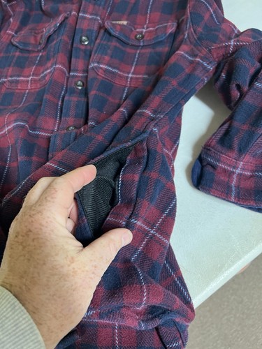 Vintage Orvis Shacket Mens M Heavy Flannel Red Blue Plaid Shirt Jacket Pockets - Picture 5 of 10