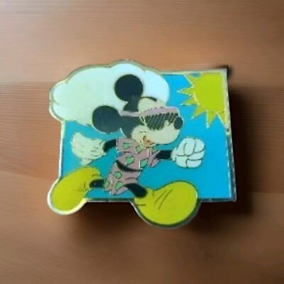 Vintage Mickey Mouse Lapel Pin Walt Disney 1.5'' AAi Sunglasses Beach Gold Tone