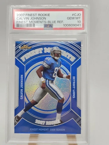 2007 Topps Finest Blue Refractor #/299 Calvin Johnson PSA 10 Rookie RC 🔥 POP 3