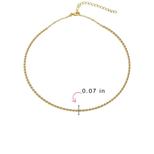 Classic V Collar Thin Twist Braid Choker Necklace Yellow Gold Plated - Picture 4 of 9
