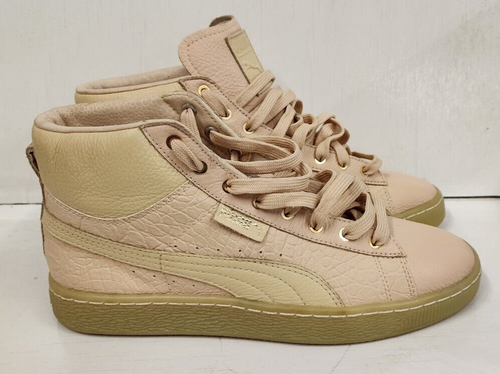 PUMA BASKET MID SNEAKERS WOMEN SHOES KHAKI 364213-02 SIZE 8.5