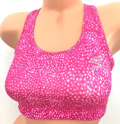 Umbro Women's Sports Bra Racer Back Running Yoga Tank No Padding Pink Size M
