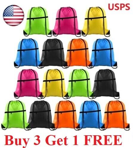 Kordelzug Rucksack mit Reißverschluss Tasche Sport Fitnessstudio Wasserdicht Cinch Sack Pack Tasche, - Bild 1 von 6