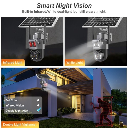 Solar Powered PTZ Security IP CCTV Camera 4MP Home Outdoor Audio Wireless WiFi - Picture 10 of 24